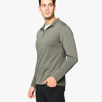 Quarter Zip Sweatshirt in Sage, three-quarter view