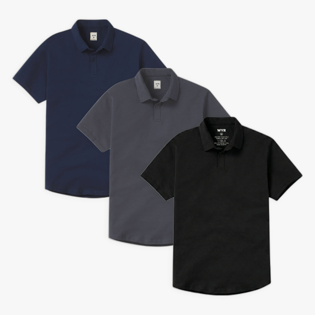 Curve Polo 3-Pack in Midnight, Charcoal and Black