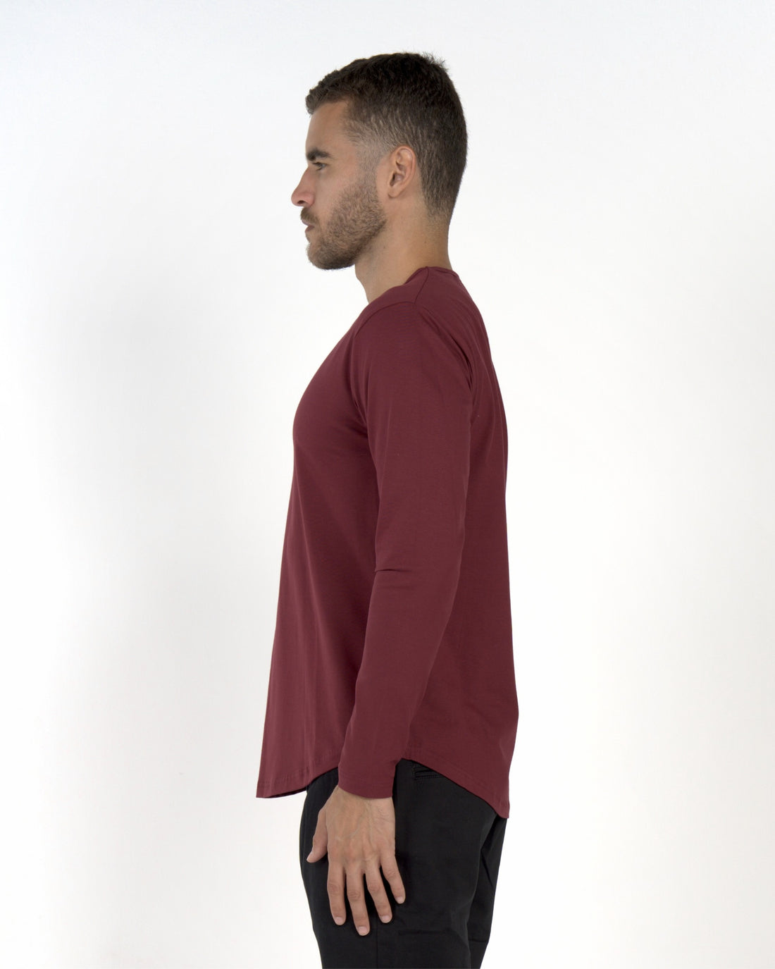 Long Sleeve Curve Crew - Cordovan