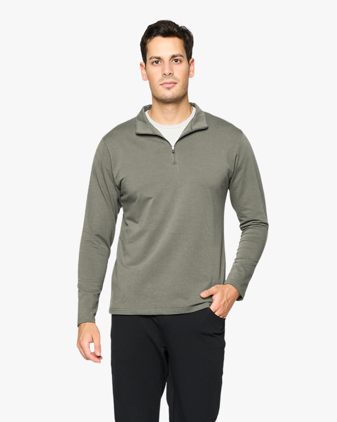 Quarter Zip Sweatshirt in Sage, front