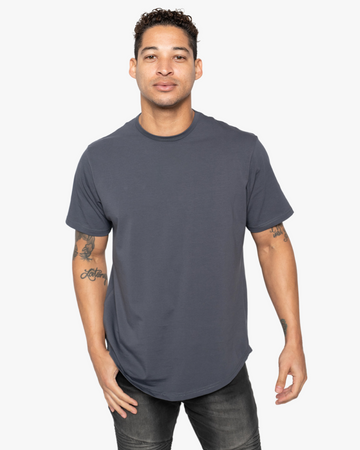 WYR Wear Men's Curve Crew T-Shirt - Fitted Egyptian Cotton Short Sleeve Tee With Curved Hem, Black