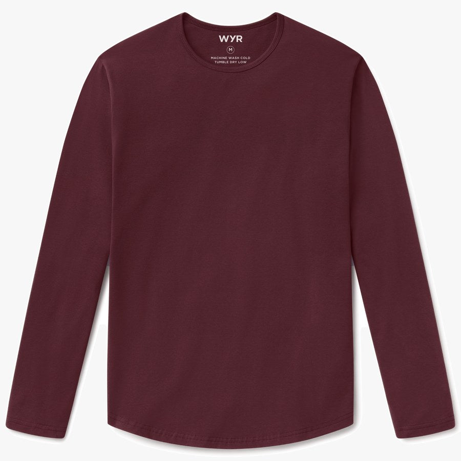 Long Sleeve Curve Crew in Cordovan