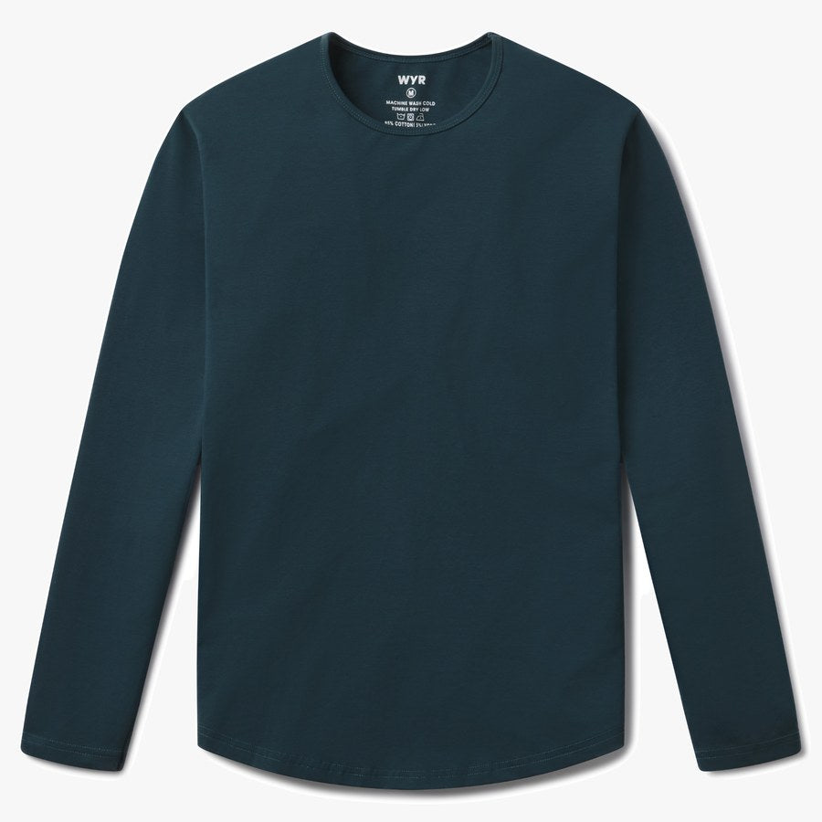 Long Sleeve Curve Crew in Seagreen